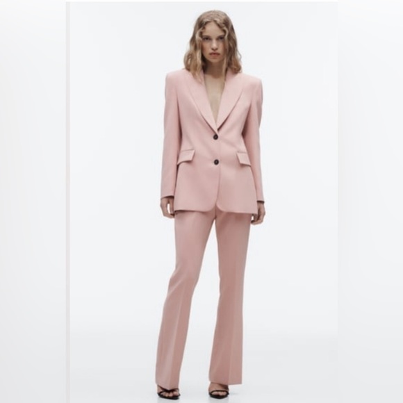Zara powered pink brush classic fit tuxedo suit - Picture 2 of 8